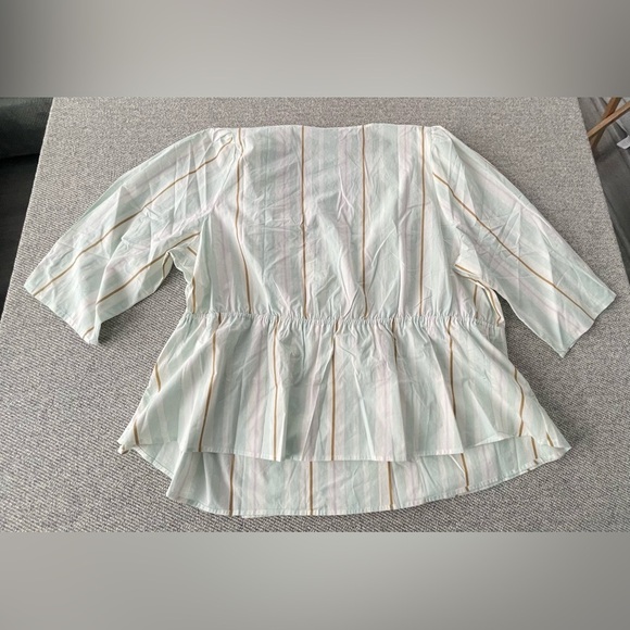 A New Day Cream Wrap Blouse 3/4 Sleeve Tie Front - Picture 9 of 12